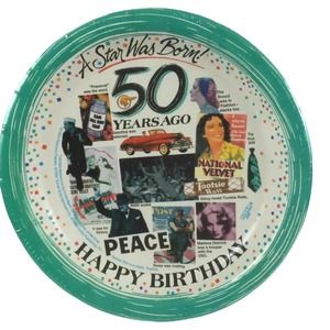Vintage 1994 Happy Birthday  8 Coated Dessert Plates 8 Paper Art James River Co
